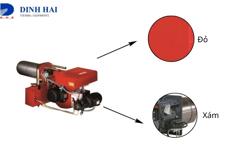 Đầu đốt Riello l&agrave; 2 m&agrave;u đỏ x&aacute;m đặc trưng